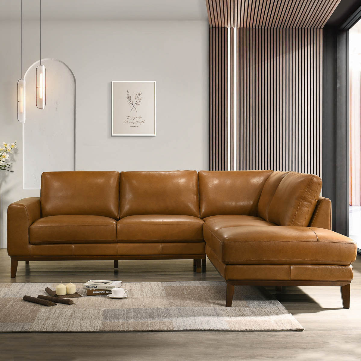 Mid century leather sectional sofa discount